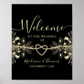 Welkom Poster Black Gold Wedding (Voorkant)