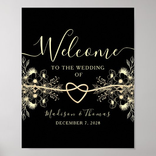 Welkom Poster Black Gold Wedding (Voorkant)
