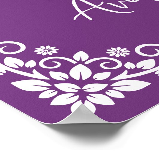 Welkom Poster Bloemenkruis doopsel Sweet Plum (Hoek)