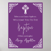 Welkom Poster Bloemenkruis doopsel Sweet Plum (Voorkant)