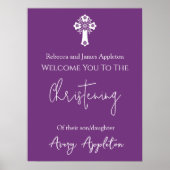 Welkom Poster Bloemenkruis doopsel Sweet Plum (Voorkant)