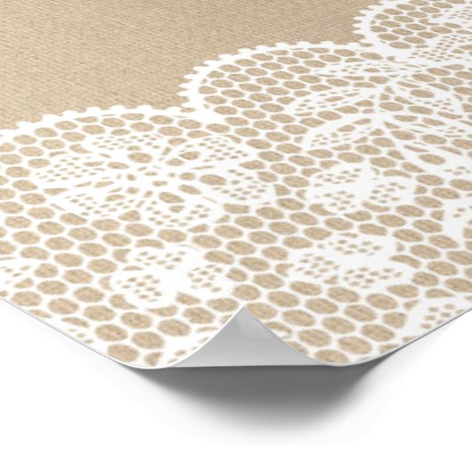 Welkom Poster Bord Huwelijk Kantwerk Jute Poster (Hoek)