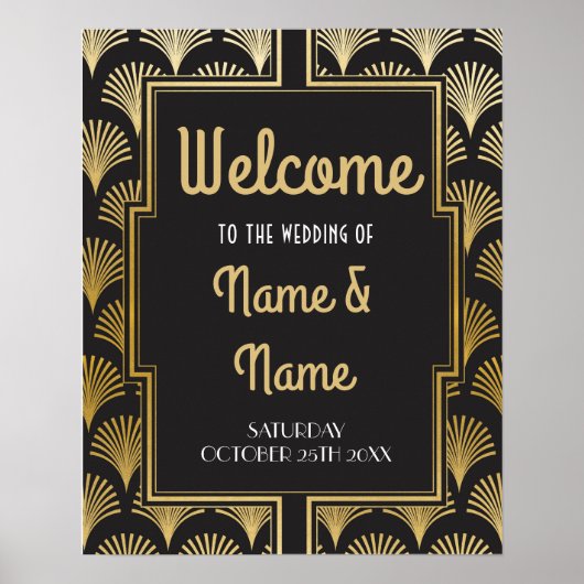 Welkom Poster Gatsby Art Deco Gold Wedding Poster (Voorkant)