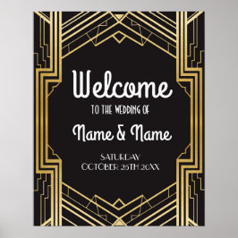 Welkom Poster Gatsby Art Deco Gold Wedding Poster