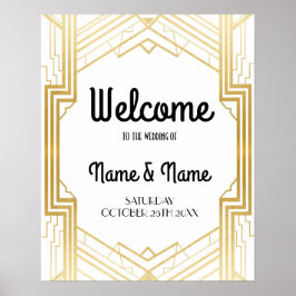 Welkom Poster Gatsby Art Deco Gouden Huwelijks Pos