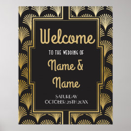 Welkom Poster Gatsby Art Deco Gouden Huwelijksaffi