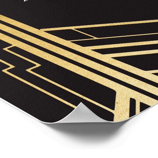 Welkom Poster Gatsby Art Deco Gouden Verjaardagste (Hoek)