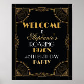 Welkom Poster Gatsby Art Deco Gouden Verjaardagste (Voorkant)
