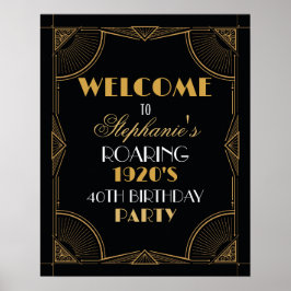 Welkom Poster Gatsby Art Deco Gouden Verjaardagste