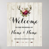 Welkom Poster Geweiaanschild Bruiloft Bloemposter (Voorkant)