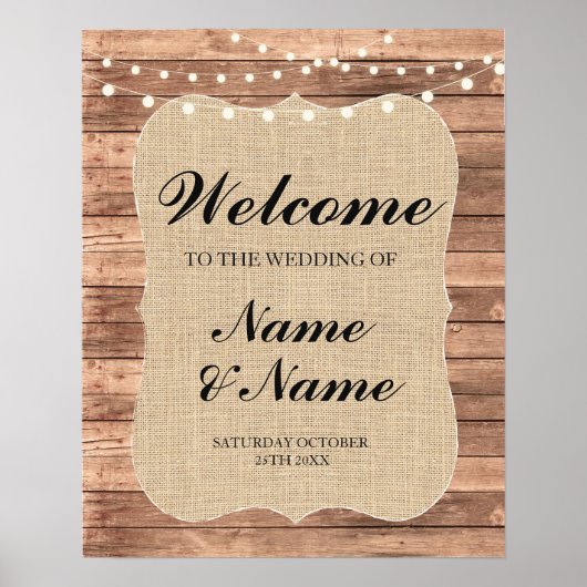 Welkom Poster Jute Bord Wedding Houten Poster (Voorkant)