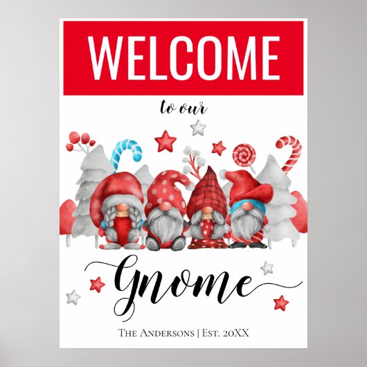 Welkom Poster kerstgnomen (Voorkant)