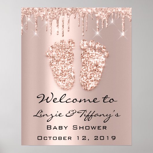 Welkom Poster Roos Drijft Baby shower Girl Boy (Voorkant)