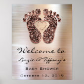 Welkom Poster Roze Voeten Baby Shower Glitters (Voorkant)