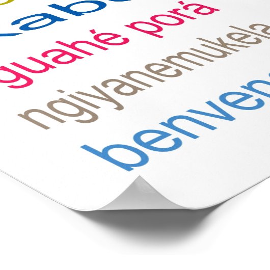 Welkom - Poster voor 80 talen - 3 formaten/wit (Hoek)