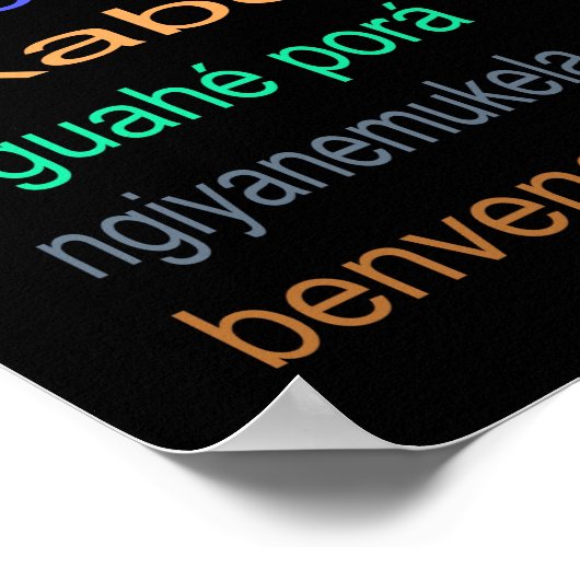 Welkom - Poster voor 80 talen - 3 formaten/zwart (Hoek)