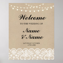 Welkom Poster Weddenschap Lace Burlap Poster