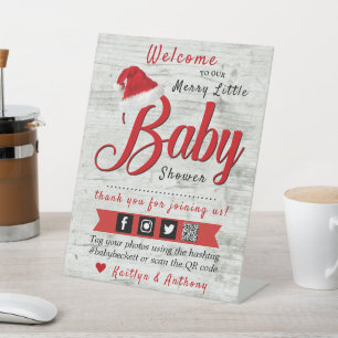 Welkom, prettig kerstfeest Baby shower Reclamebord Met Voetstuk