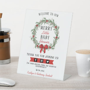 Welkom, prettig kerstfeest Baby shower Reclamebord Met Voetstuk