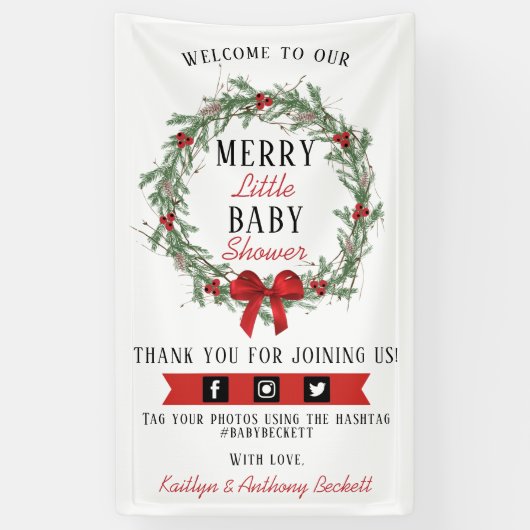Welkom, prettig kerstfeest Baby shower Spandoek (Verticaal)
