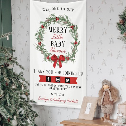 Welkom, prettig kerstfeest Baby shower Spandoek