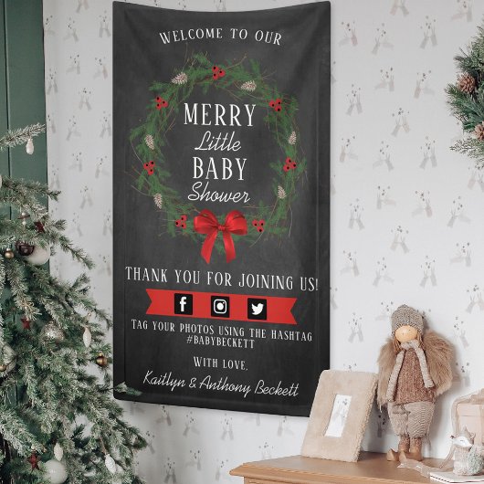 Welkom, prettig kerstfeest Baby shower Spandoek