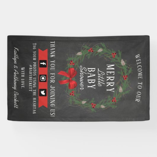 Welkom, prettig kerstfeest Baby shower Spandoek (Horizontaal)