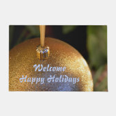 Welkom Prettige feestdagen Glittery Gold Ornament Deurmat (Voorkant)