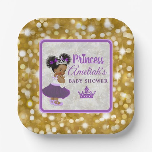 Welkom Princess Paars & Gold Glitter Elegant Papieren Bordje (Voorkant)