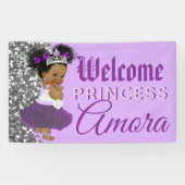 Welkom Princess Paars & Silver Glitter Elegant Spandoek (Horizontaal)