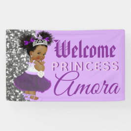Welkom Princess Paars & Silver Glitter Elegant Spandoek
