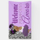 Welkom Princess Paars & Silver Glitter Elegant Spandoek (Verticaal)