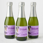 Welkom Princess Paars & Silver Glitter Elegant Sparkling Wijnetiket (Flessen)