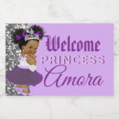 Welkom Princess Paars & Silver Glitter Elegant Sparkling Wijnetiket (Enkel label)