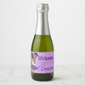 Welkom Princess Paars & Silver Glitter Elegant Sparkling Wijnetiket (Voorkant)