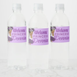 Welkom Princess Paars & Silver Glitter Elegant Waterfles Etiket