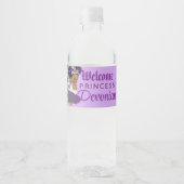 Welkom Princess Paars & Silver Glitter Elegant Waterfles Etiket (Voorkant)
