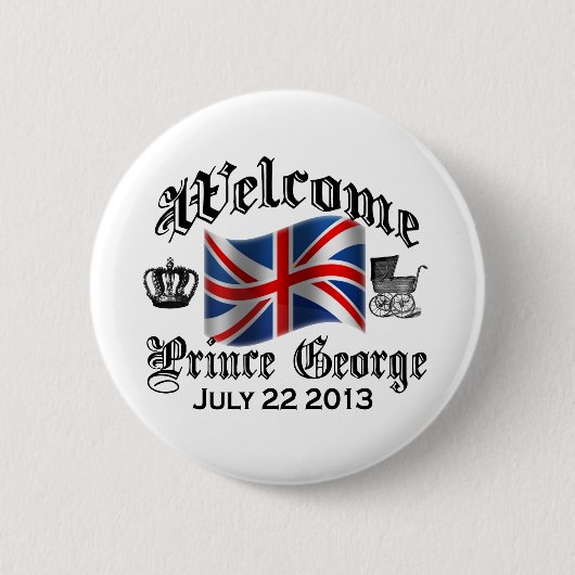 Welkom Prins George 22 juli Ronde Button 5,7 Cm (Voorkant)