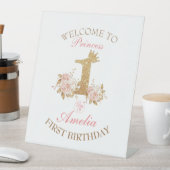 Welkom Prinses 1e Verjaardagsfeestje Reclamebord Met Voetstuk (Insitu)