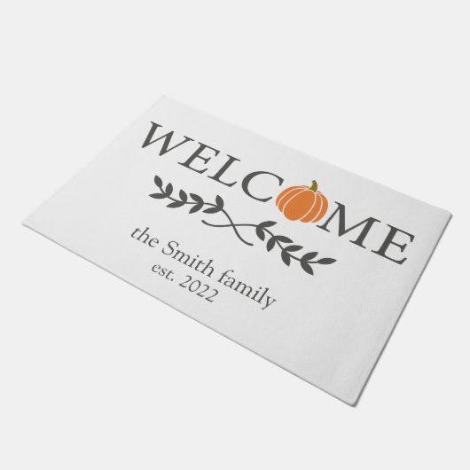 Welkom Pumpkin - Gepersonaliseerd Deurmat (Schuin)