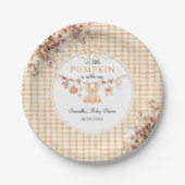 Welkom Pumpkin Girl Modern Herfst Baby shower Papieren Bordje (Voorkant)