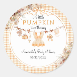 Welkom Pumpkin Girl Modern Herfst Baby shower Ronde Sticker