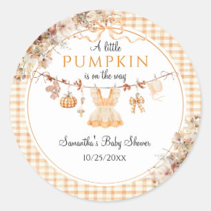 Welkom Pumpkin Girl Modern Herfst Baby shower Ronde Sticker