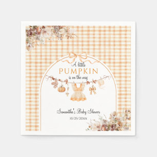 Welkom Pumpkin Girl Modern Herfst Baby shower Servet