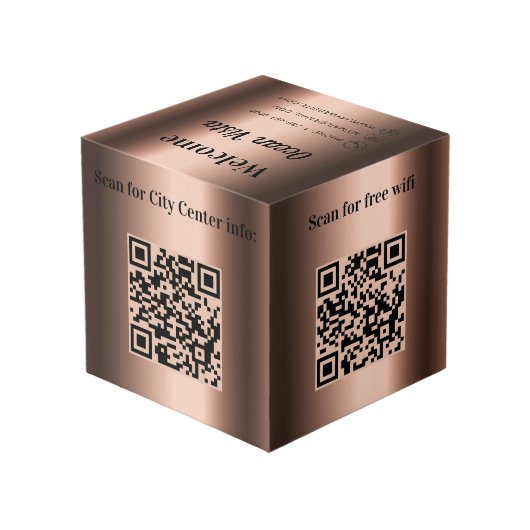 Welkom QR code info hotel restaurant tafel brons Kubus (Achter hoekig)