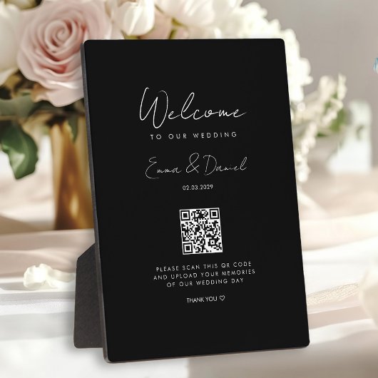 Welkom QR Code Wedding Black Gallery Fotoplaat