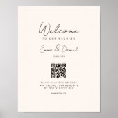 Welkom QR Code Wedding Galery Beige Poster (Voorkant)