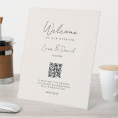 Welkom QR Code Wedding Gallery Beige Reclamebord Met Voetstuk (Insitu)