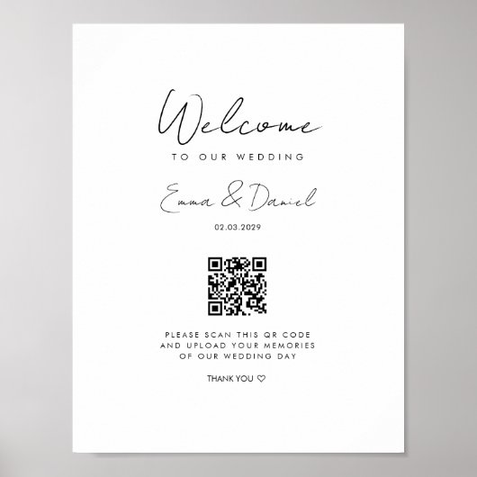 Welkom QR Code Wedding Gallery Poster (Voorkant)