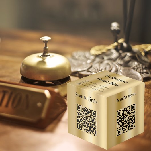 Welkom QR codes info hotel restaurant tafel goud Kubus